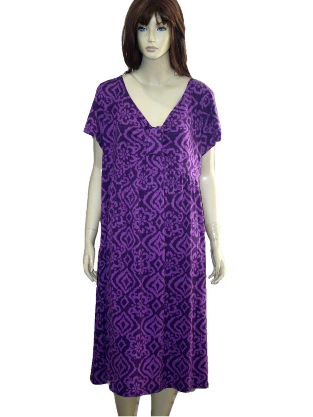 Just My Size Women's Crown Jewel Print Knot Dress Size 2X (18W/20W) Purple